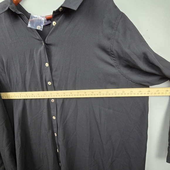 ROAMANS Sheer Button-Up Tunic Blouse Black  Womens Plus Size 24W Business Casual - Picture 10 of 14